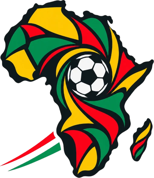 Le continent africain aux couleurs vert, jaune et rouge, enroulé autour d’un ballon